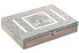 DKD Home Decor Joyero Árabe Plateado Gris Marrón Madera Aluminio 28 x 20 x 5 cm (2 Unidades) con Elefante