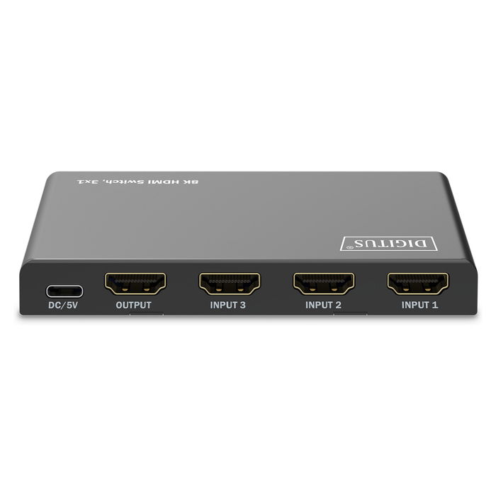 Digitus Switch HDMI 3x1 8K/60Hz HDR, HDCP 2.3, Conmutador con Puerto USB Tipo C y Mando a Distancia