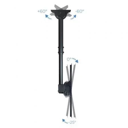 TooQ LPCE1170TSLI-B Soporte de Techo Giratorio, Inclinable y Nivelable para TV de 37 a 70 Pulgadas, Hasta 50 kg