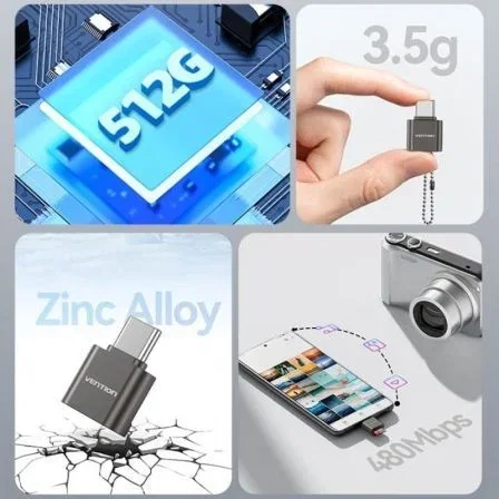 Vention Lector de Tarjetas Externo CLMH0 USB Tipo-C Lector Tarjetas MicroSD Gris