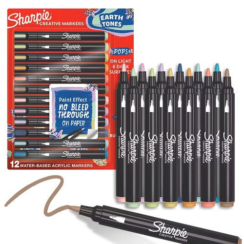SHARPIE Rotuladores Creativos Acrílicos Colores Tierra Surtidos de 12 Unidades SHARPIE Rotuladores Creativos Acrílicos Colores Tierra Surtidos de 12 Unidades