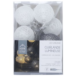 Home Deco Factory Guirnalda de Luz 15 LED USB Gris 2700K Longitud 150cm