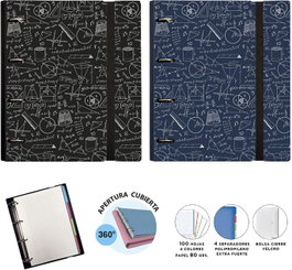 SENFORT Carpebloc Ringbook Foam A4 con 4 anillas de 35 mm y recambio Maths colores surtidos