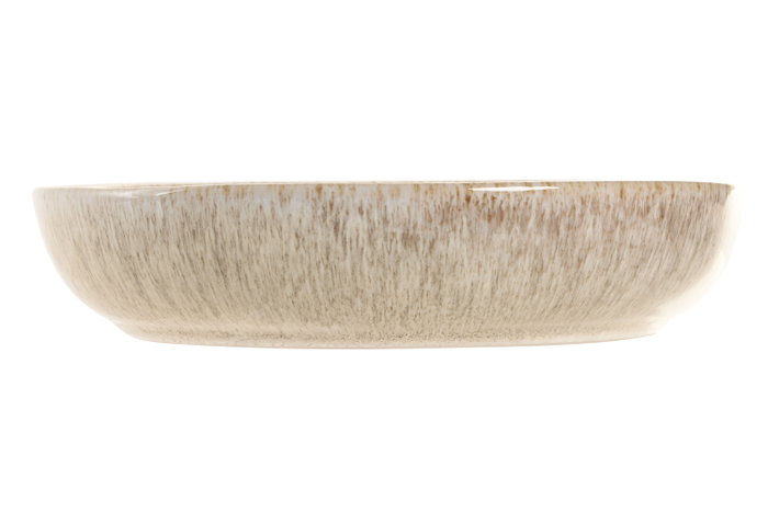 DKD Home Decor Plato Hondo de Gres Esmaltado Beige Horeca Brown