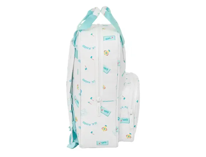 Safta Mochila Infantil Real Madrid Blanca 280x200x80 mm con Asas, Licencia Oficial
