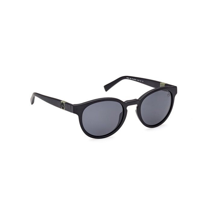 Timberland Gafas de Sol TB9323 02D Redondas Polarizadas Hombre Negro Mate Cristal Gris Humo 145 mm