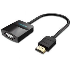 Vention 42444 Conversor HDMI Macho a VGA Hembra con Jack 3.5 Hembra 15cm Negro 1080P