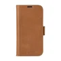 Dbramante1928 Funda Folio de Cuero de Grano Entero Bronceado para Apple iPhone 16 Pro con Soporte, Bolsillo para 3 Tarjetas y Carga Inalámbrica
