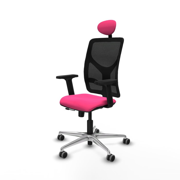 PIQUERAS Y CRESPO Silla de oficina Motilla Rosa y Negro con Mecanismo Sincro/Traslack