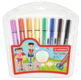 STABILO Trio Scribbi Estuche de 8 Rotuladores Triangulares Multicolor
