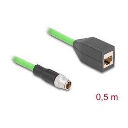 DeLOCK Cable M12 codificado X 8 pines macho a RJ45 hembra PUR (TPU) 0,5 m
