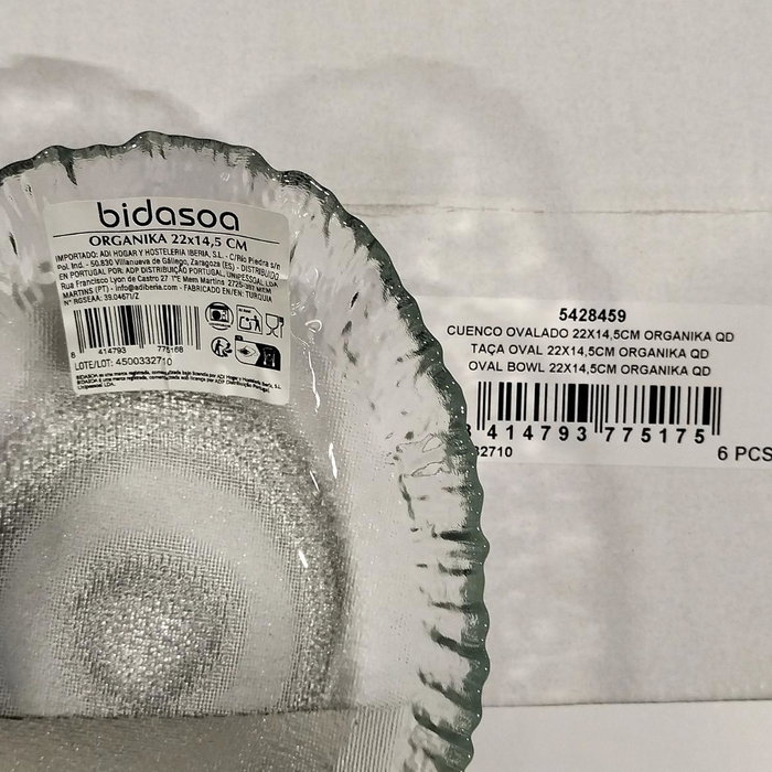 Bidasoa Cuenco Ovalado Organika de Vidrio Transparente