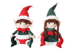 DKD Home Decor Figura de Elfo de Poliéster Surtida Rojo y Verde