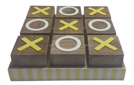 DKD Home Decor Juego de Mesa Tres en Raya Verde de Mango