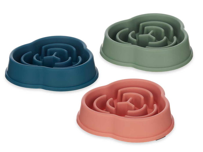Mascow Comedero Comer Lento para Perros y Gatos, 20x4.5x20 cm, Plástico, Colores Surtidos (Azul, Rosa, Verde) (Set de 24)