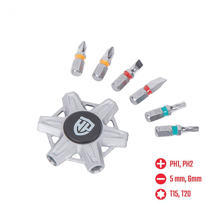 Workpro Herramienta 6 en 1 de Zinc con Puntas de Acero Cromo Vanadio