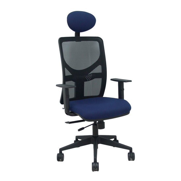 PIQUERAS Y CRESPO Silla Motilla con Mecanismo Sincro/Traslack, Asiento Azul Marino y Malla Negra