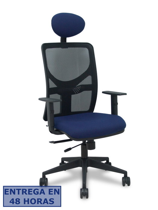 PIQUERAS Y CRESPO Silla Motilla con Mecanismo Sincro/Traslack, Asiento Azul Marino y Malla Negra