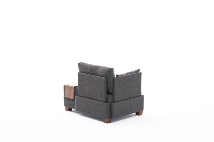 Atelier Del Sofa Sofá de 1 Plaza - Antracita, Sofá de 1 Plaza Estructura Madera Maciza, Cojines Espuma 32 DNS, Tejido Fácil Limpieza, 100x75x80 cm