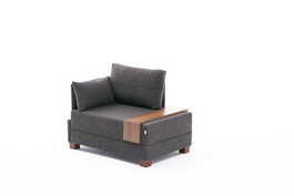 Atelier Del Sofa Sofá de 1 Plaza - Antracita, Sofá de 1 Plaza Estructura Madera Maciza, Cojines Espuma 32 DNS, Tejido Fácil Limpieza, 100x75x80 cm