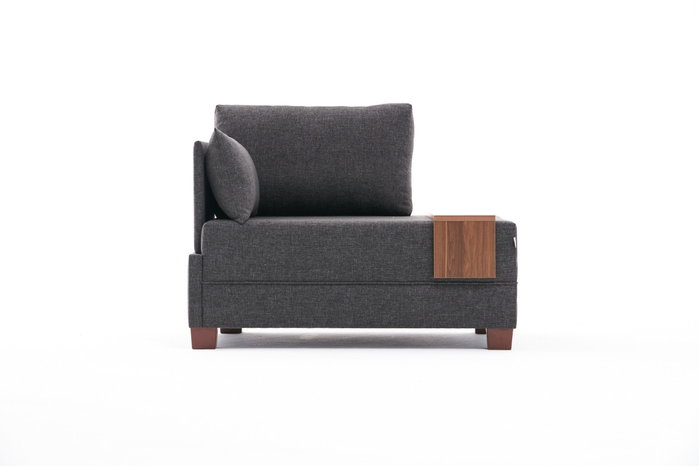 Atelier Del Sofa Sofá de 1 Plaza - Antracita, Sofá de 1 Plaza Estructura Madera Maciza, Cojines Espuma 32 DNS, Tejido Fácil Limpieza, 100x75x80 cm