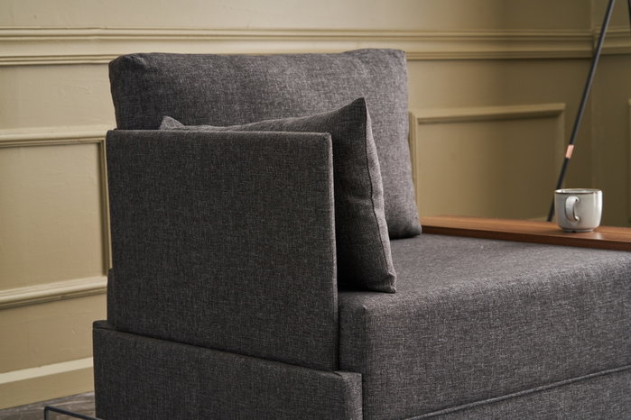 Atelier Del Sofa Sofá de 1 Plaza - Antracita, Sofá de 1 Plaza Estructura Madera Maciza, Cojines Espuma 32 DNS, Tejido Fácil Limpieza, 100x75x80 cm