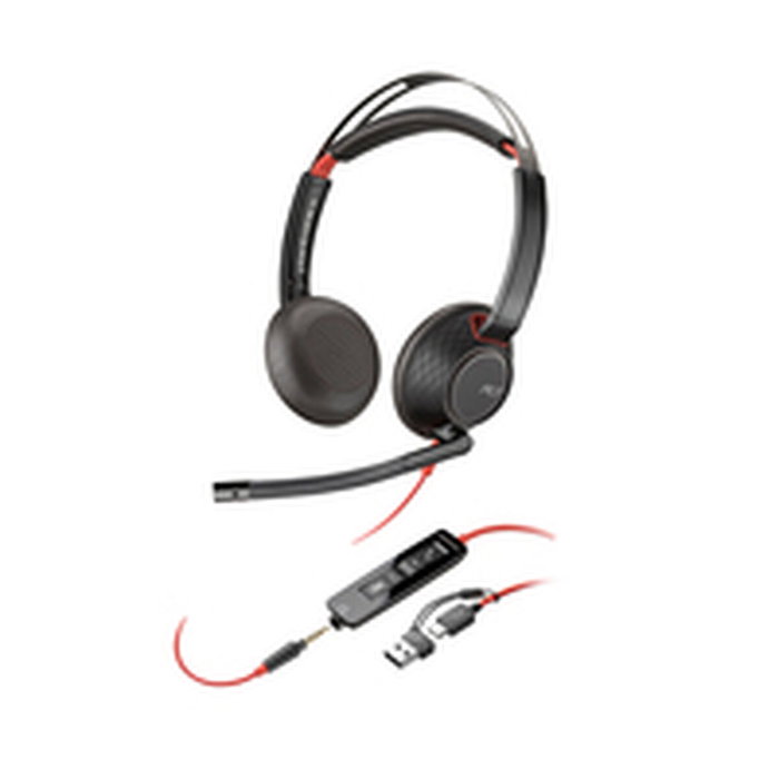 Poly Blackwire 5220 Auriculares Estéreo USB-C, 3,5 mm y Adaptador USB-C/A, Negro