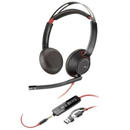 Poly Blackwire 5220 Auriculares Estéreo USB-C, 3,5 mm y Adaptador USB-C/A, Negro