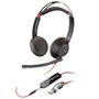 Poly Blackwire 5220 Auriculares Estéreo USB-C, 3,5 mm y Adaptador USB-C/A, Negro