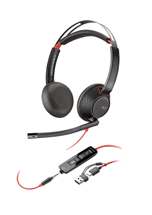 HP Poly Blackwire 5220 Auriculares estéreo USB-C con adaptador USB-A y jack 3,5 mm, Negro HP Poly Blackwire 5220 Auriculares estéreo USB-C con adaptador USB-A y jack 3,5 mm, Negro
