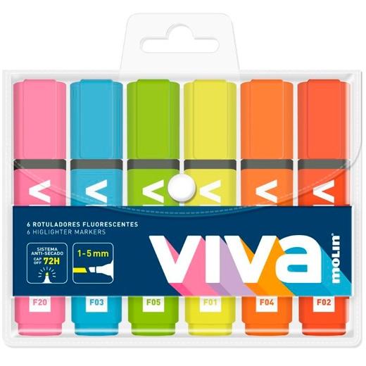 Molin Marcador Fluorescente Viva C-Surtidos Blíster 6 Ud Colores Surtidos
