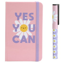 CMP General Libreta Con Bolígrafo y Mensaje "You Can" (Yes You Can), 14x9 cm, 160 Páginas, Tapa Dura, Goma y Marcador Incluido