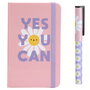 CMP General Libreta Con Bolígrafo y Mensaje "You Can" (Yes You Can), 14x9 cm, 160 Páginas, Tapa Dura, Goma y Marcador Incluido
