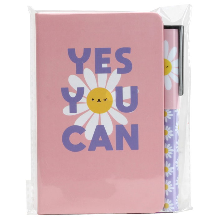 CMP General Libreta Con Bolígrafo y Mensaje "You Can" (Yes You Can), 14x9 cm, 160 Páginas, Tapa Dura, Goma y Marcador Incluido