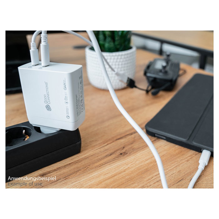 GoodConnections Cargador USB 140W con GaN, 2 puertos Tipo C, Blanco