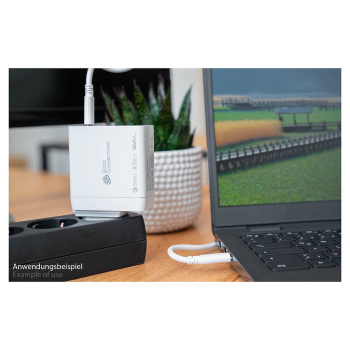 GoodConnections Cargador USB 140W con GaN, 2 puertos Tipo C, Blanco