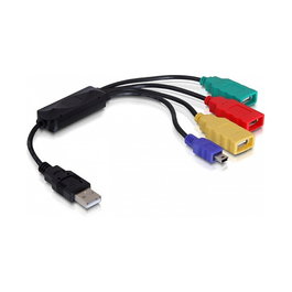 DeLOCK Hub 61724 4x USB 2.0, 480 Mbit/s, Negro, Conectar y Usar