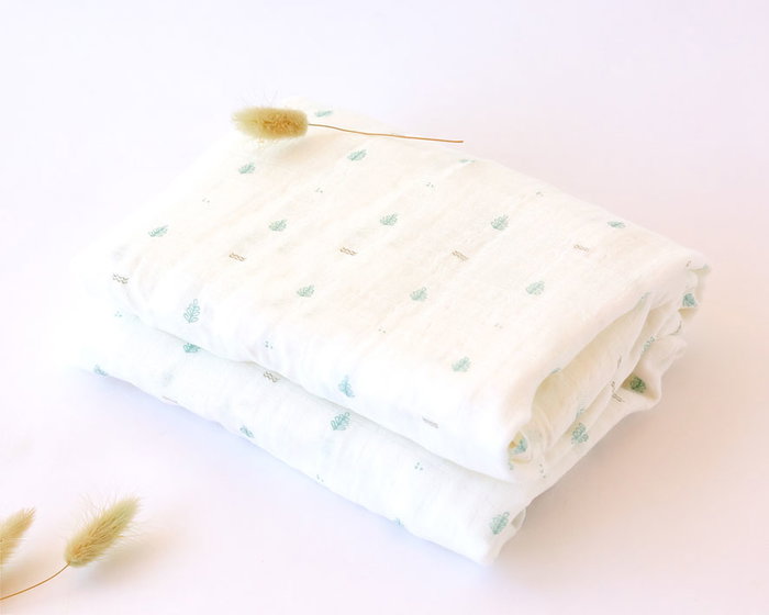 KioKids Muselina Bebé Bambú Algodón Estampado Salvia Verde 120x120 cm Suave Termoclimática Oekotex +0 Meses