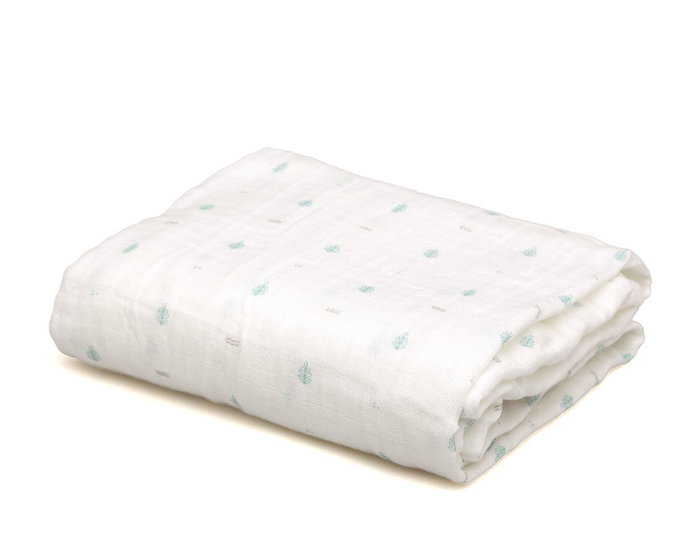 KioKids Muselina Bebé Bambú Algodón Estampado Salvia Verde 120x120 cm Suave Termoclimática Oekotex +0 Meses