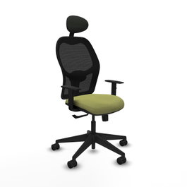 PIQUERAS Y CRESPO Silla de oficina Alocén Verde oliva y Negro con mecanismo Sincro
