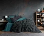 Juego de Ropa de Cama de 100% Algodón - 1 Funda Nórdica 140x200 cm y 1 Funda de Almohada 60x60 cm - Estampado Azul Petróleo
