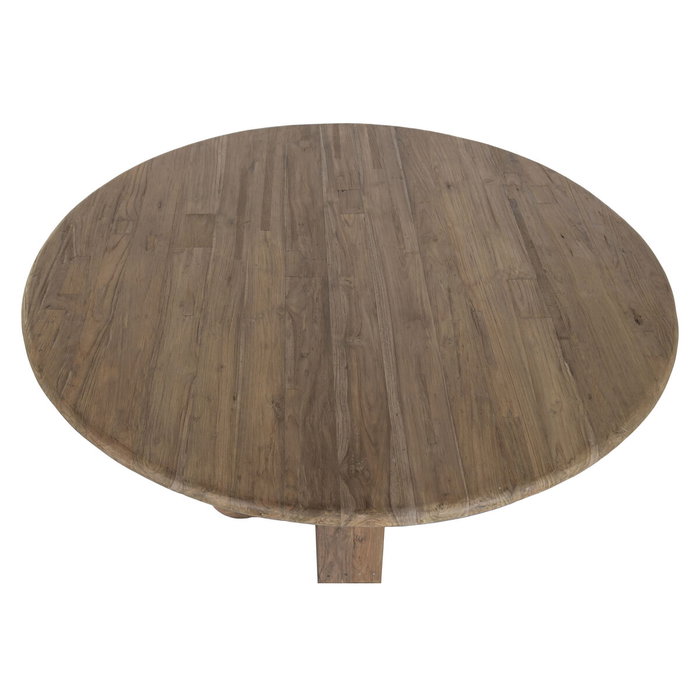 DKD Home Decor Mesa de Comedor Redonda de Teca Reciclada Natural