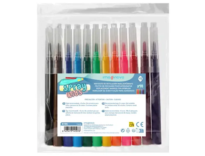 Imaginovo Rotuladores para Aerógrafo Infantil de 12 Unidades Colores Surtidos Imaginovo Rotuladores para Aerógrafo Infantil de 12 Unidades Colores Surtidos