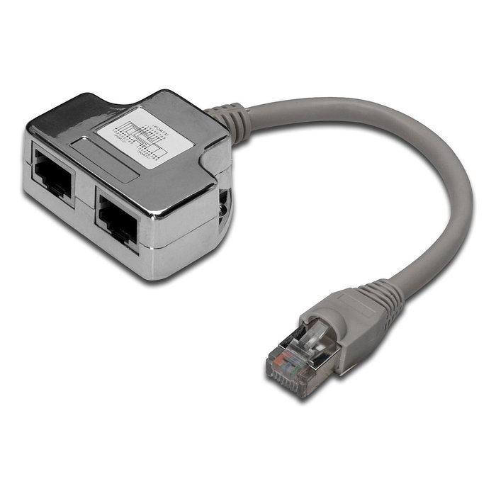 Digitus Adaptador de Red CAT 5e Blindado 2x RJ45 Hembra a 1x RJ45 Macho 0,19 m Digitus Adaptador de Red CAT 5e Blindado 2x RJ45 Hembra a 1x RJ45 Macho 0,19 m