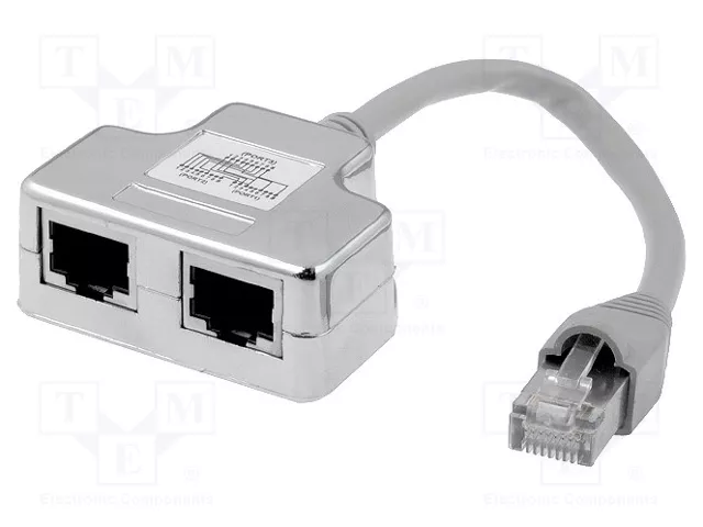 Digitus Adaptador de Red CAT 5e, 2x RJ45 Hembra a 1x RJ45 Macho, 0,19 m