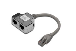 Digitus CAT 5e Adaptador de Cable de Parche Blindado, 2x RJ45 Hembra a 1x RJ45 Macho, 0.19 m