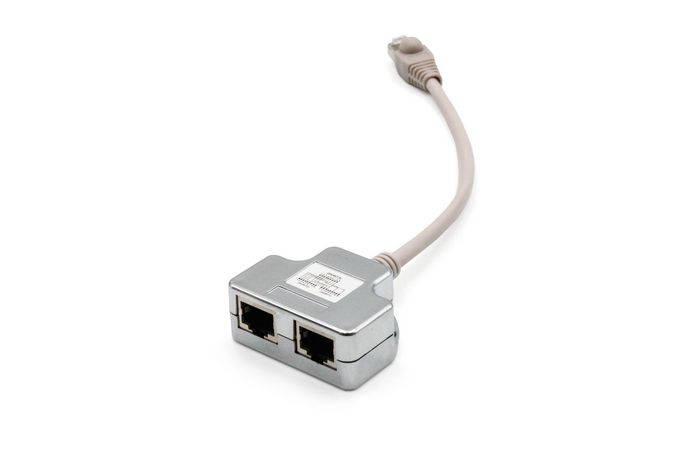 Digitus CAT 5e Adaptador de Cable de Parche Blindado, 2x RJ45 Hembra a 1x RJ45 Macho, 0.19 m
