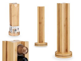 Kinvara Portacápsulas Giratorio de Bambú para 36 Cápsulas Pequeñas Tipo Nespresso, 11x34x11 cm (Set de 6)
