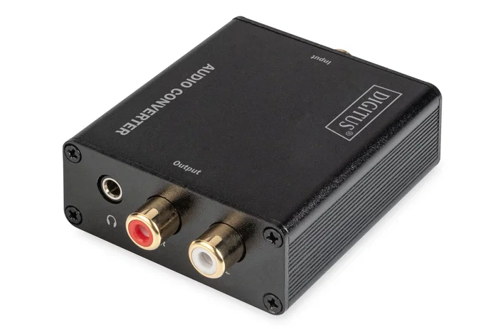 Digitus DS-40138 Convertidor de Audio Digital Óptico/Coaxial a Analógico (L/R), 192 kHz, Color Negro