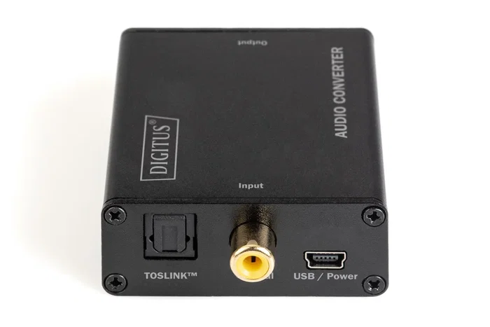 Digitus DS-40138 Convertidor de Audio Digital Óptico/Coaxial a Analógico (L/R), 192 kHz, Color Negro